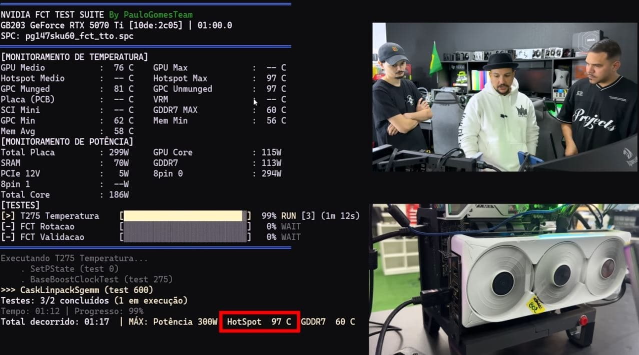 NVIDIA RTX 50 GPU showing blocked hotspot temperature in monitoring software