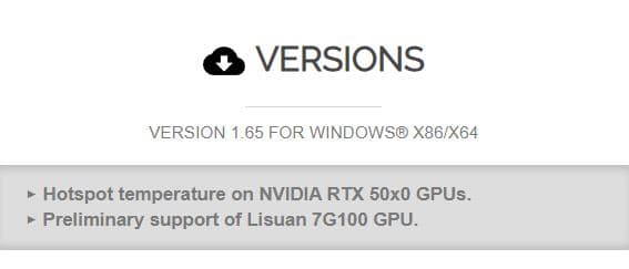 HWMonitor version 1.65 showing RTX 50 hotspot temperatures restored
